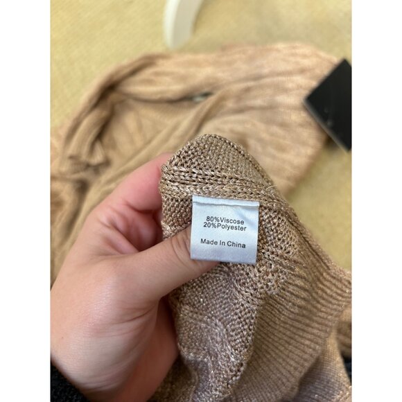 NEW Tuckernuck Cable Knit Metallic Gold Stretch Bodycon Sweater Maxi Dress Small - Picture 11 of 11